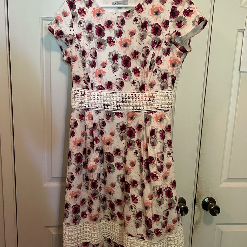 Red Fit and Flare Midi Dress with Flutter Sleeves